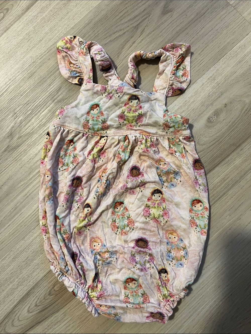 Posh Peanut Pink Floral Doll Print One-Piece Bodysuit